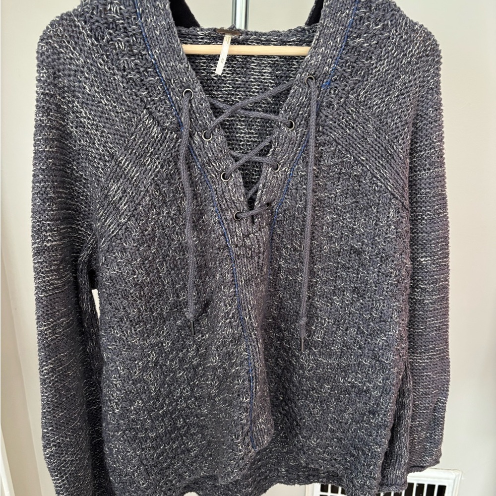 Free People Hoodie Oversized Gray Sweater Women's Size Medium